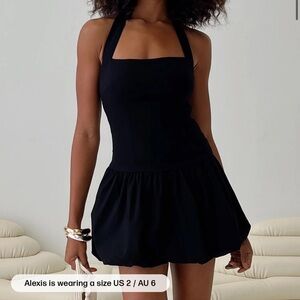 Princess Polly Gigli Bubble Hem Mini Dress Black Petite